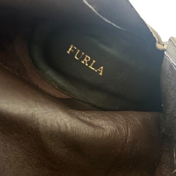 NWOT FURLA Tall Platform Nubuck Boots Beige with Black Size 39 or 8.5 main image 0
